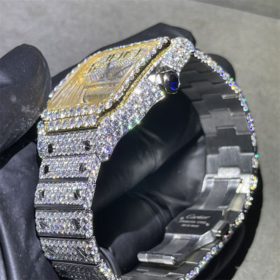 ODM Luxury Custom Moissanite Watch Buss Down For Mens Full Iced Out