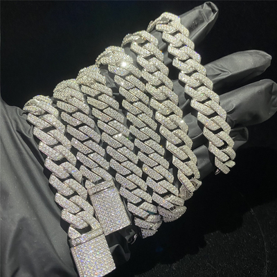 Round Brilliant Cut Moissanite Cuban Chain
