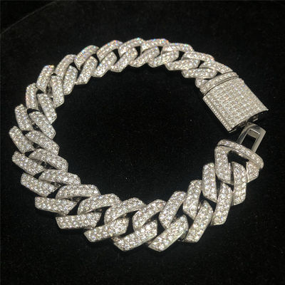 Real S925 Miami Cuban Link Bracelet Silver Jewelry Rose Gold Cuban Link