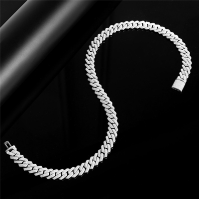 16 Inches Hip Hop Jewelry 18K Miami 925 Sterling Silver Moissanite Tennis Chain