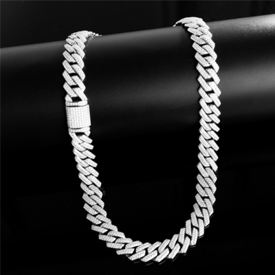 16 Inches Hip Hop Jewelry 18K Miami 925 Sterling Silver Moissanite Tennis Chain