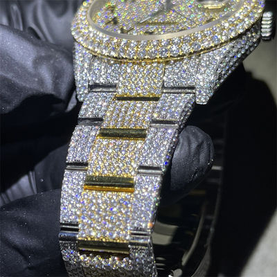 Round Cut Moissanite Watch  Fine Jewelry Hip Hop Diamond Watch For Men