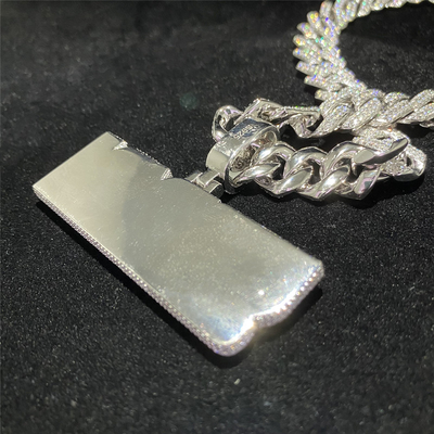 Jewelry 925 Moissanite Pendant Hip Hop Chains Sterling Silver 18k Baguette Cut Necklace VVS