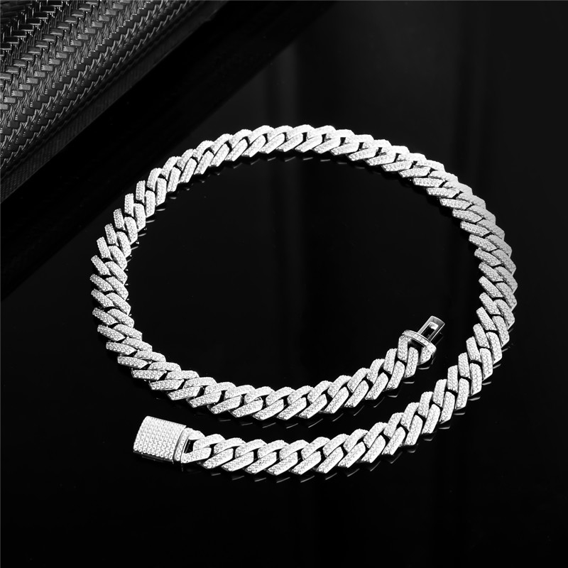16 Inches Hip Hop Jewelry 18K Miami 925 Sterling Silver Moissanite Tennis Chain