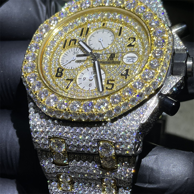 Hand Setting Ap Automatic Mechanical  Moissanite Iced Out Watch  For Dealers