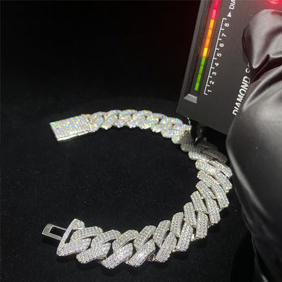Plata helada Vvs de la pulsera de cadena 925 de Miami Moissanite Cuban Link para Jewelry Company