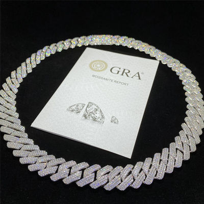 Miami heló fuera de los golpeadores de cadena para hombre 925 Sterling Silver Iced Out de Moissanite Cuban Link