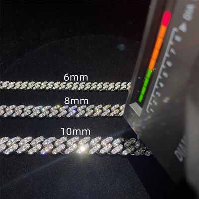 Mujeres de encargo de Sterling Silver Hip Hop For de la joyería de la pulsera de cadena de Moissanite Cuban Link