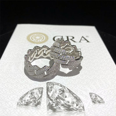 Cadena de plata de 925 Miami Cuban Link helada fuera de Moissanite Diamond Ring For Fine Jewelry para hombre