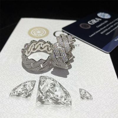 La eternidad de plata Ring Cuban Link Chai Band de Moissanite cortó el ajuste de la garra del oro 18K