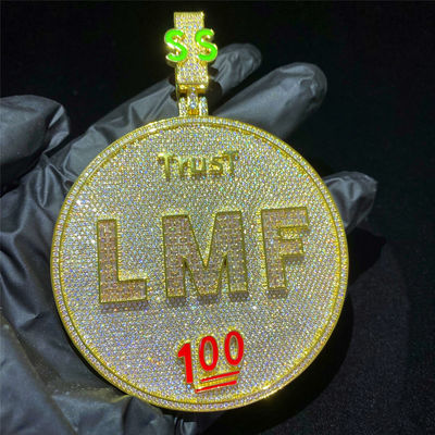 Hacia fuera helado diamante cubano pendiente 925 VVS de plata del collar de Moissanite Hip Hop